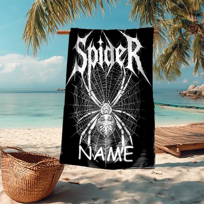 Custom Name Ultra-Soft Beach Towel with Spider Theme,Ideal for Pool - Camping, Diving - Perfect Travel Essential, Vibrant Beach Towel.