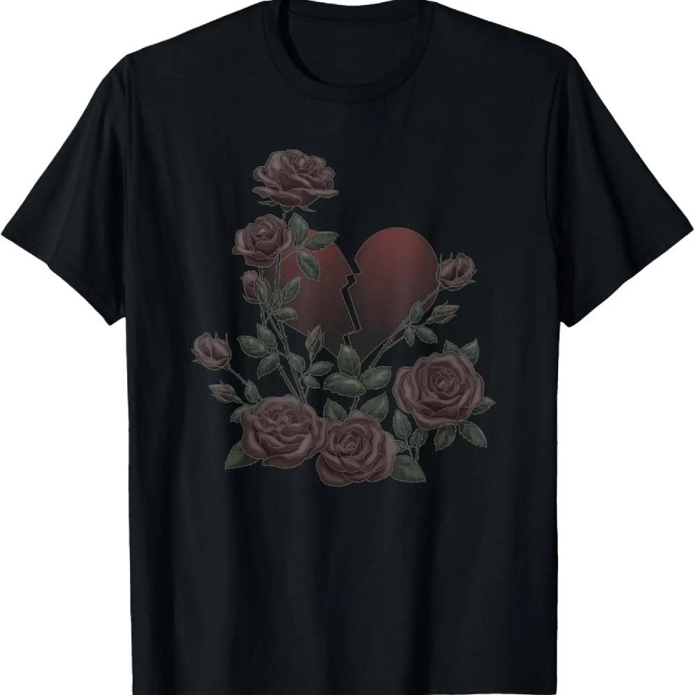

Black Roses Broken Heart Goth Art T-Shirt XXXL чорний