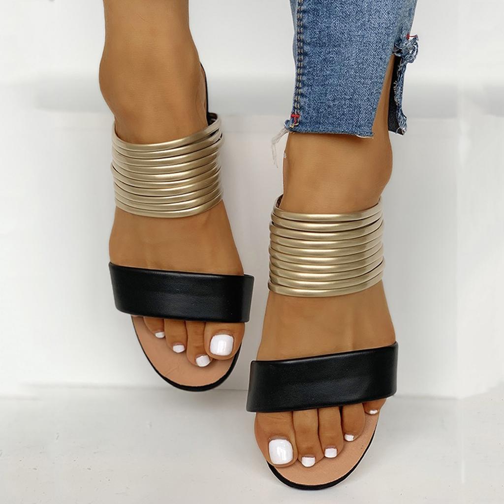 Damen Sandalen mit geschlossener Spitze und Schnürung, bequeme Slipper mit Ledereinsatz, flache Damensandalen