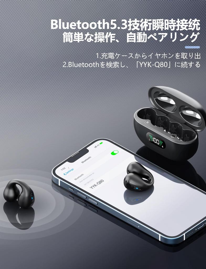 Wireless Earbuds, Bluetooth 5.3, Clip-on Earbuds, In-Ear 10mm Drivers, 36 Hours of Continuous Playtime, Deep Bass, Stereo Bluetooth Earphones,