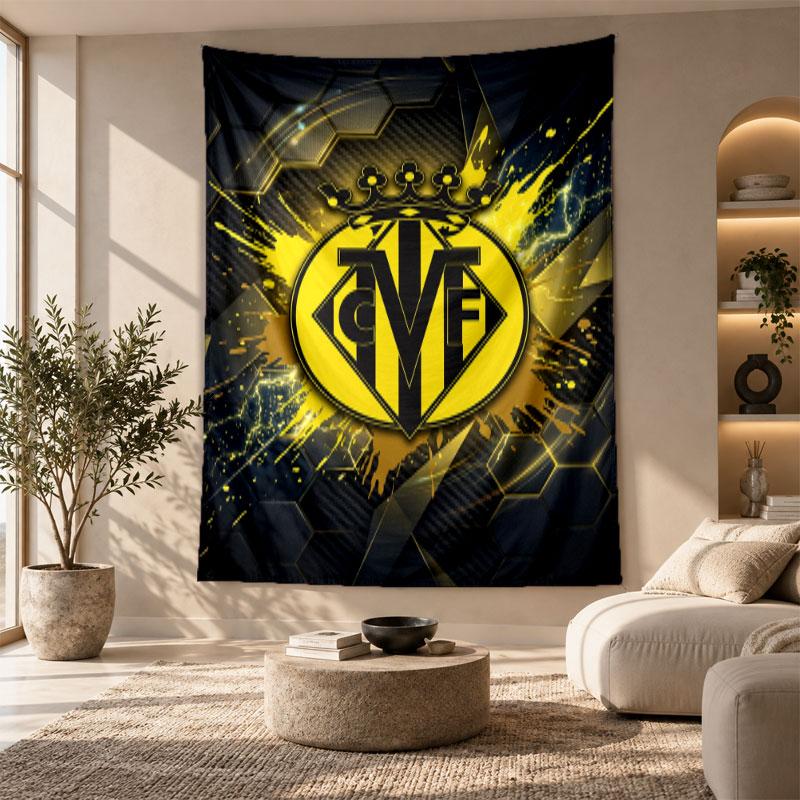 Decorative Tapestry,Villarreal FC Printed Wall Art, Lightweight Wall Hanging For Bedroom Background