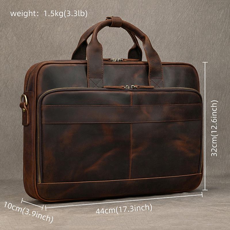 Retro Laptop Briefcase Bag Genuine Leather Handbags Casual 15.6" Business Bag Daily Working Tote Bags Men Male Bag for Documents
