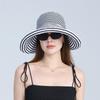 Summer outdoor foldable sunshade sunscreen contrasting color striped big eaves bucket hat women