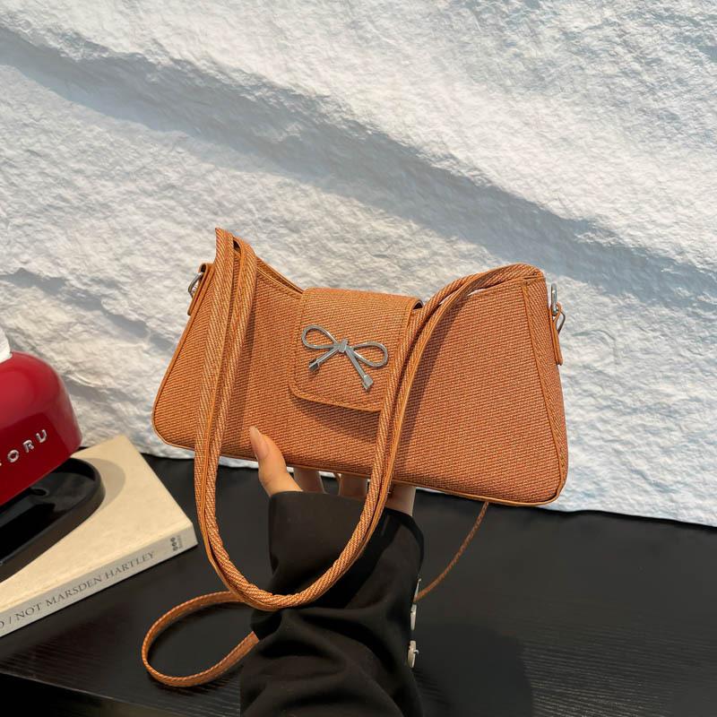 Bow Foreign Style Niche High-end Baguette Bag 2025 Spring New Women's Bag Fashion Single Shoulder Casual Armpit Bag