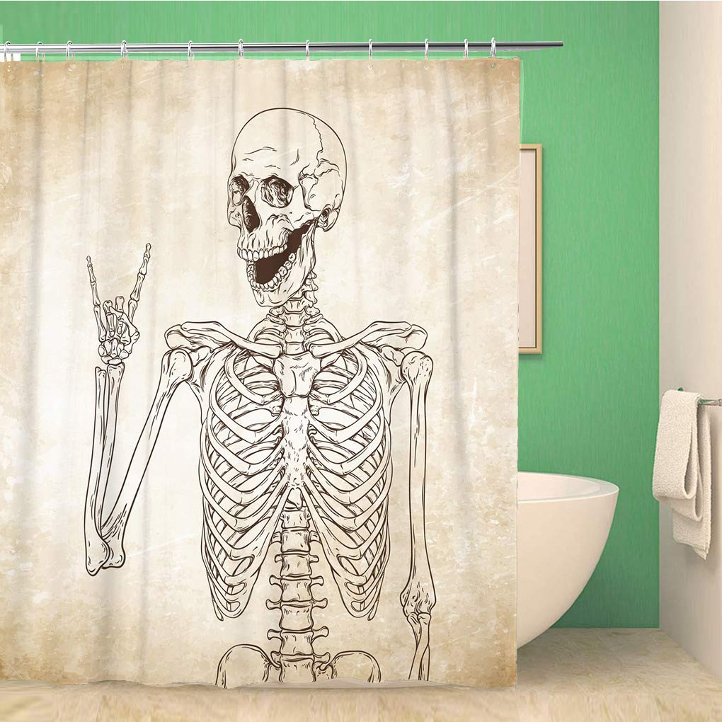 Menschlicher Körper Duschvorhang Illustration Badezimmer Dekor, Wissenschaft Menschliche Anatomie Duschvorhänge, Skelett Schädel Stoff Badezimmer Set