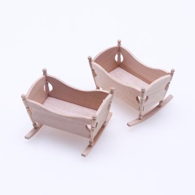 Dollhouse Dollhouse Mini Solid Wood Cradle Furniture Simulated Baby Rocking Bed Miniature Model Ornaments