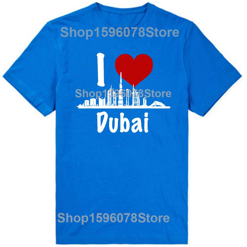 I Love Dubai Skyscrapers Heart Graphic 100 Cotton Tshirts Men Womens Fashion Casual Tshirt Loose Oversized Streetwear T Shirt