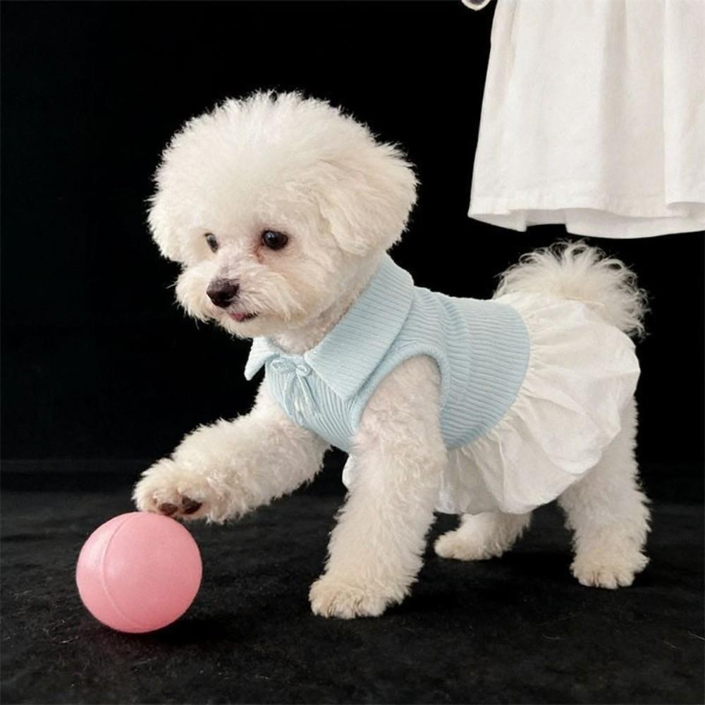 Soft Polyester Dog Knitted Dress Pullover Style Summer Dog Clothes Thin Teddy Skirts for Dog Cat