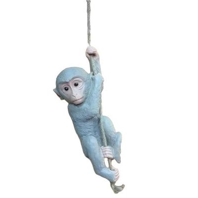 Monkey Hanging Climbing On Rope Statue Unique Home Decoration Showpiece for Gifting & Interior, Grey
