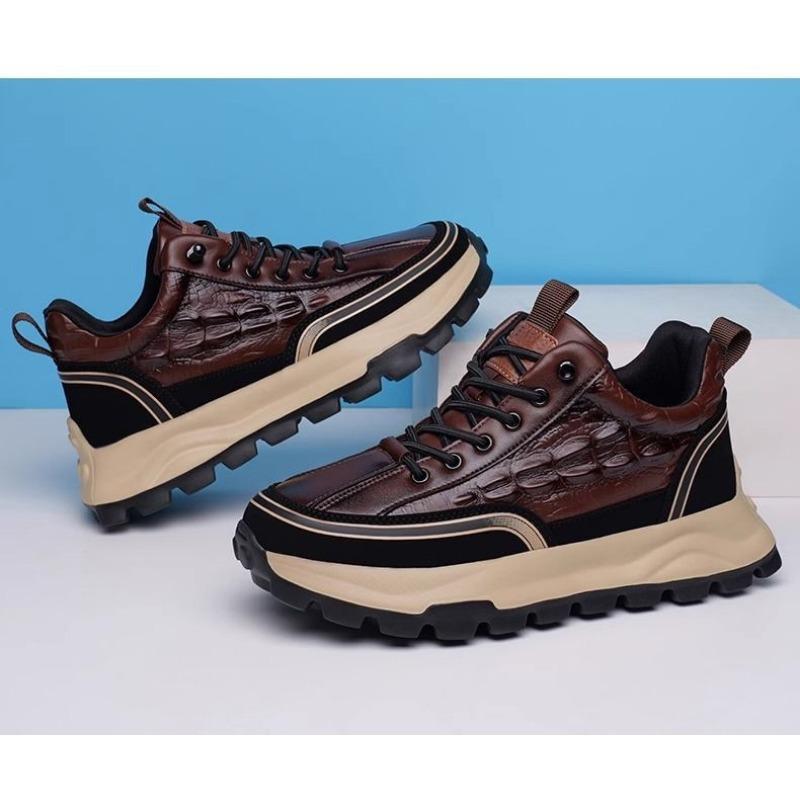 

Новая обувь, кожаная обувь, мужская трендовая обувь, дышащая кожаная повседневная обувь на толстой подошве, модная и стильная мужская спортивная обувь на мягкой подошве 44