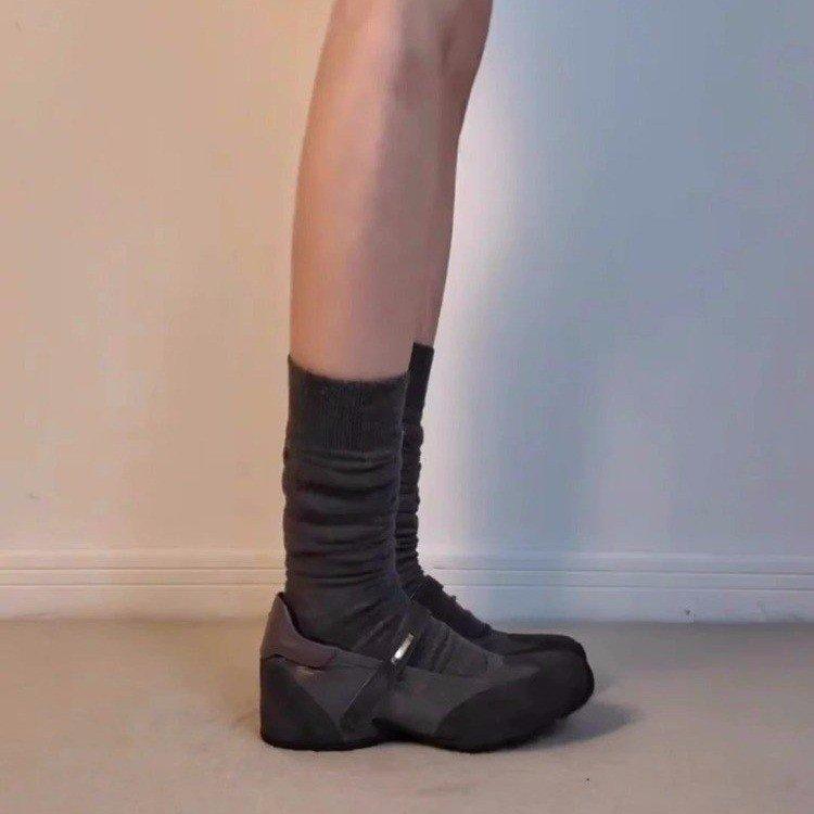 Sheepskin version~ Early autumn new versatile inner height increase 5CM Mary Jane shoes women's splicing Velcro casual single shoes women