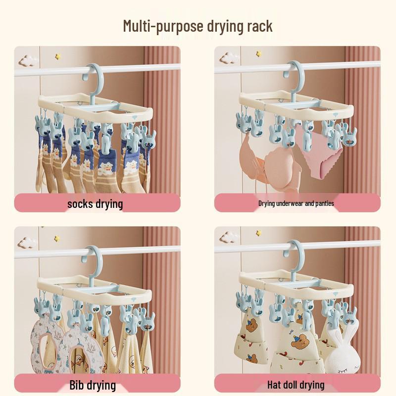 Multi-functional Folding Drying Rack for Bibs, Hats, and Socks – Perfect for Home, Balcony, or Dormitory Use