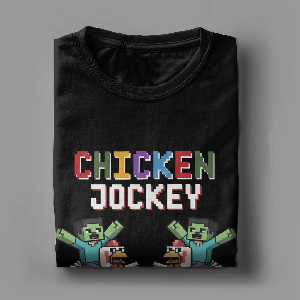 Chicken Jockey Graphic Print T Shirts for Men Women  Game Movie Cartoon Printed Pure Cotton  Tee Shirt Clothing