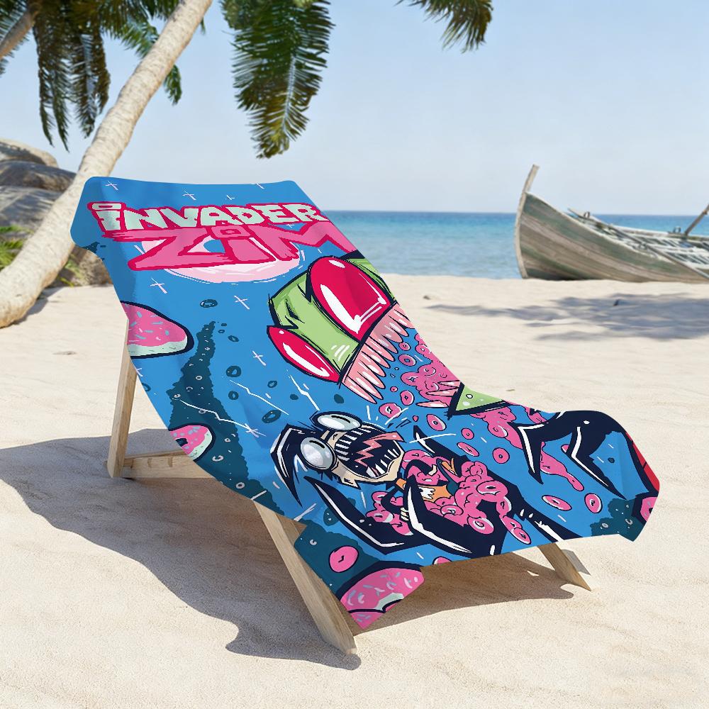 Funny Cartoon I-Invader Zim Towel Soft Pool Gift For Travel Gym Shower Camping Quick Dry Sports Large Beach Towels