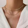 European & American Minimalist Round Bead Layered Snake Chain Necklace – Women's Light Luxury Stainless Steel Clavicle Chain
