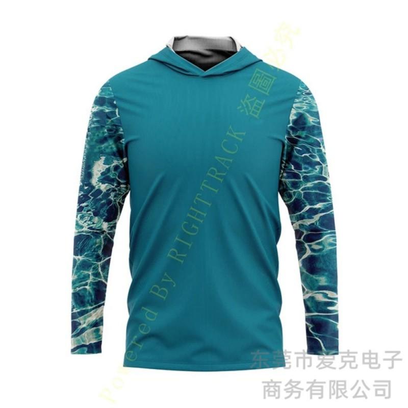 Mens Quick-Dry UV Protection Fishing Jacket With Hood Camouflage Outdoor Long Sleeve Sunproof Coat