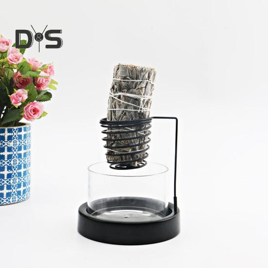 Palo-Santo-Halter, Räuchergefäß aus Metall und Glas zum Verbrennen von Palo Santo Salvia, leicht zu reinigender Räucherhalter mit rutschfester Basis für die Meditation