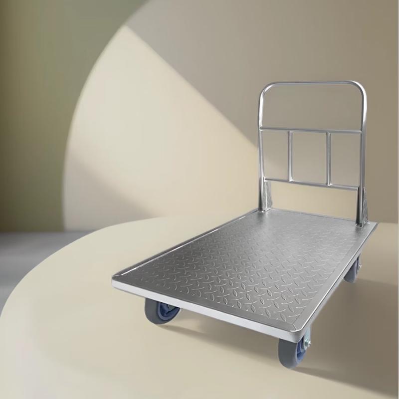 JINGGENG Heavy-Duty Thickened Steel Flatbed Handcart