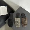 2025 spring and autumn new niche woven hollow mesh sandals women's fashion flat-bottomed breathable bag head sandals