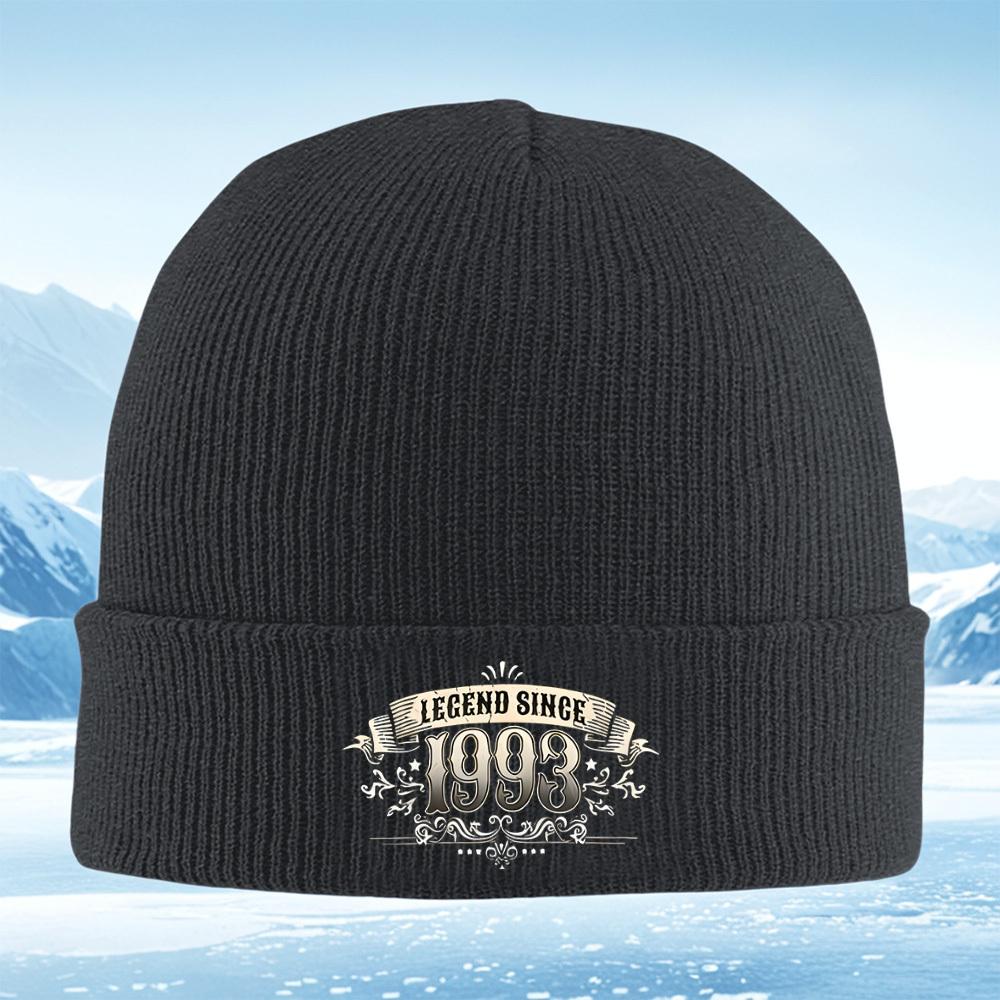 Vintage Legend with Numbers Design Men Women Unisex Knitted Hat Beanie Pullover Cap Winter Thermal Warm Christmas Outdoor Cyclin