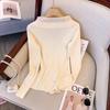 #Autumn and winter new slim-fit age-reducing splicing cardigan breasted long-sleeved knitted sweater women