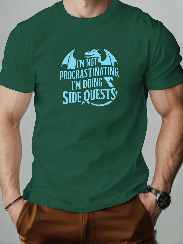 Mens cotton Tshirt Im NOT PROCRASTINATING Im DOING SIDE QUESTS summer fashion casual Tshirt