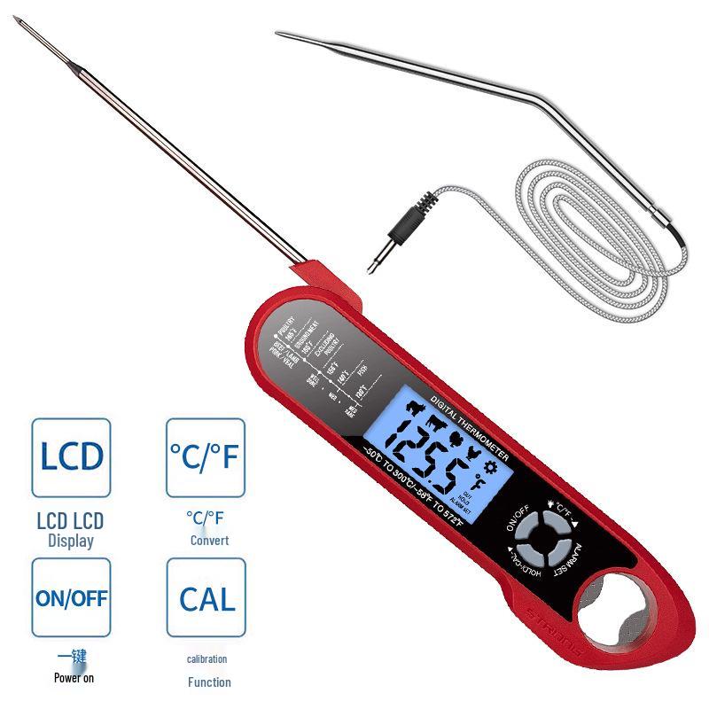 Foldable Waterproof Dual Probe BBQ & Meat Cooking Thermometer