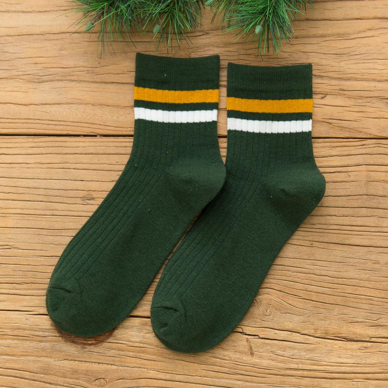 DOIAESKV  Cotton Men's Socks Casual Breathable Socks High Quality Man Solid Long Socks Striped Socks for Couple EU 39-44