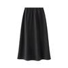 Spring 26 High-End Gray Wool Midi Skirt: High-Waisted, Draped, Elastic Knit Base