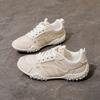 2025 New Thick Bottom White Womens Ladies Lace Up Fashion Sports Slip On Shoes - Korean Breathable Mesh Sneakers