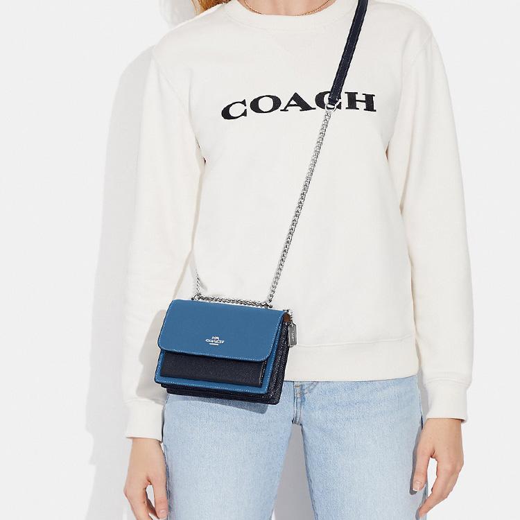 New COACH Klare Cross Grain Leather Shoulder Bag, Crossbody Bag Mini Women's Blue CF376-SVOCC