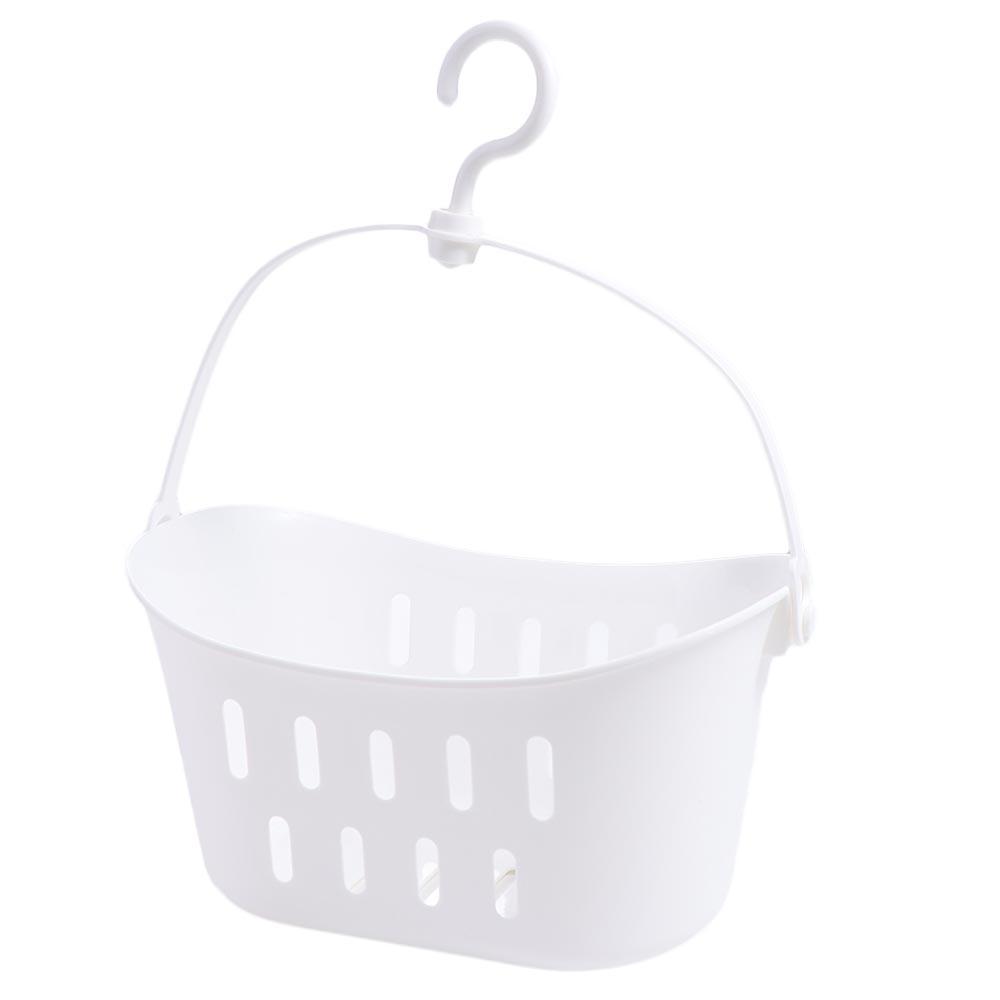 White Shower Storage Basket Hangable Sundries Hanging Basket Portable Sink Holder  Kitchen