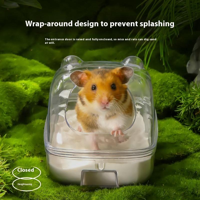 Transparent Hamster Cage External Bathroom Toilet Sandbox Easy To Cleaning Big Space Removable Bath Small Pet Bath Supplies