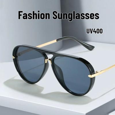 Men Women Fashion Large Frame UV400 Sunglasses Men's New Luxury Design Glasses Outdoor Travel Ultraviolet Protective Glasses