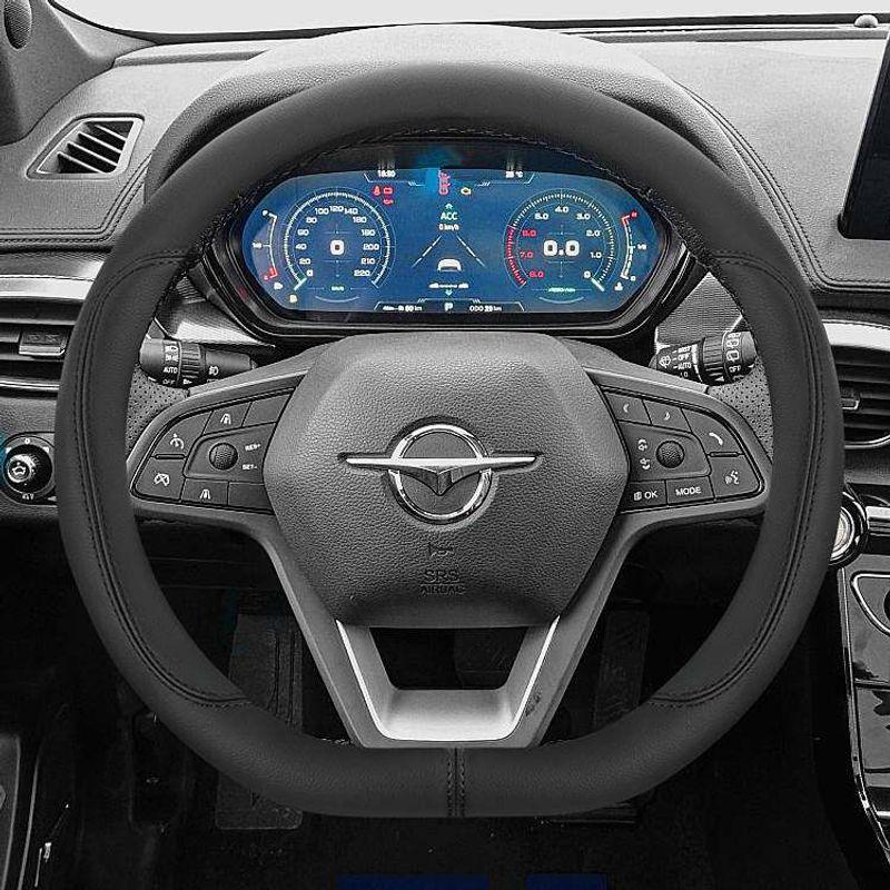 

Haima Car Steering Wheel Cover Genuine Leather 8S M3 M6 S5 S7 7x M8 E3 Joy F5 F7 Handle Cover Non Slip Genuine Leather Model [D Type] Mysterious Black