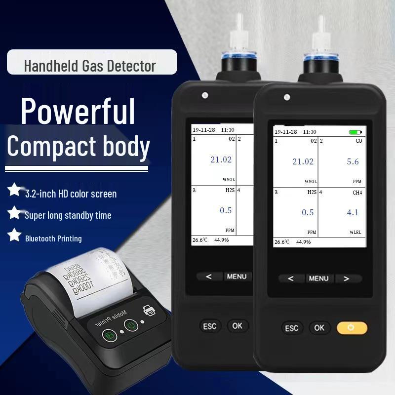Portable 4-in-1 Gas Detector for O2, CO, CH4, H2S Monitoring 193*73*54mm