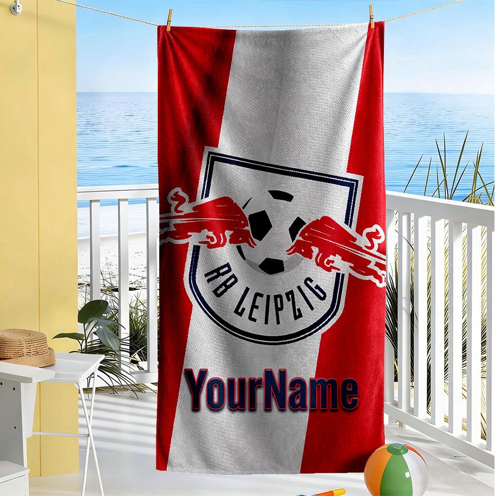 Rb Leipzig Customize Text Beach Towel Quickdry Soft Microfiber Perfect For Traveling Yoga Camping And Swimming