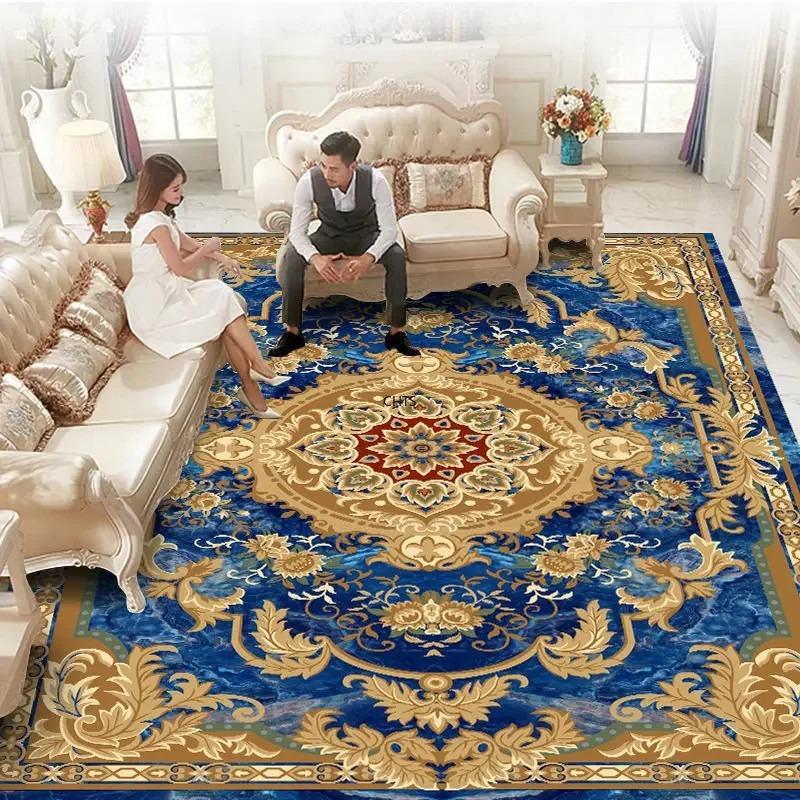 European Retro Large Rugs for Living Room Home Decoration Luxury Bedroom Carpet Washable Sofa Table Mat High-end Cloakroom Rug
