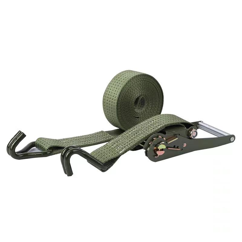 Heavy-Duty Ratchet Cargo Tie Down Strap Army Green