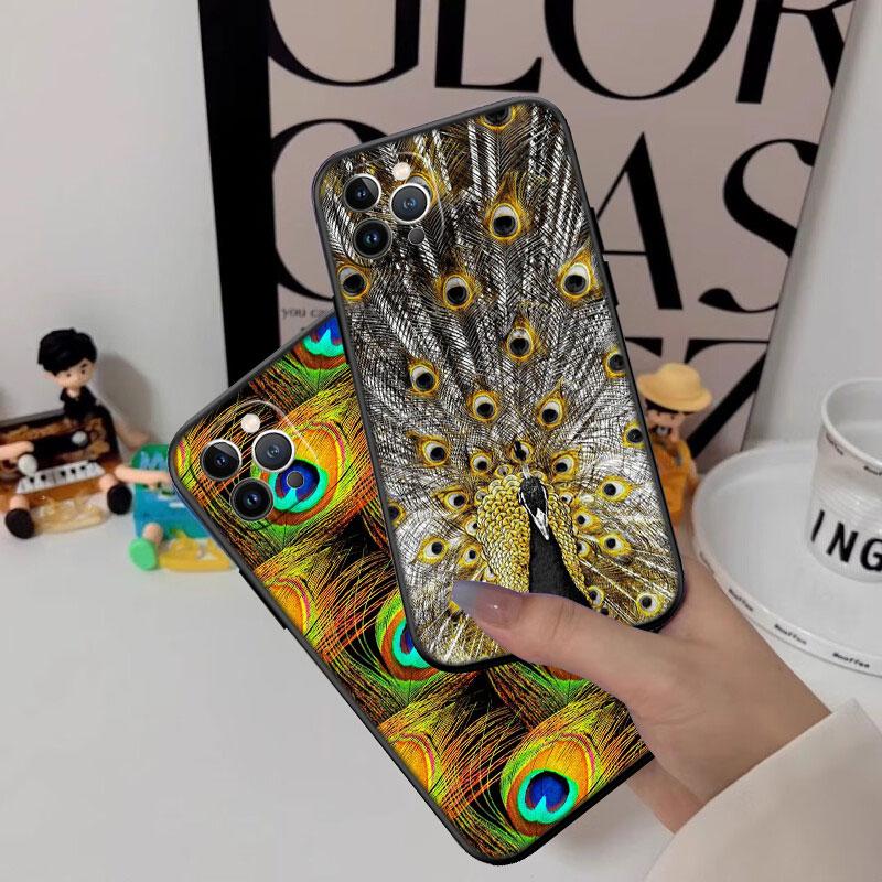 IK53 Pfauenfeder Muschel Handyhülle für Samsung Galaxy Note 10 20 S23 S24 S25 Ultra FE Plus Edge Lite A02S A35 A07 A17