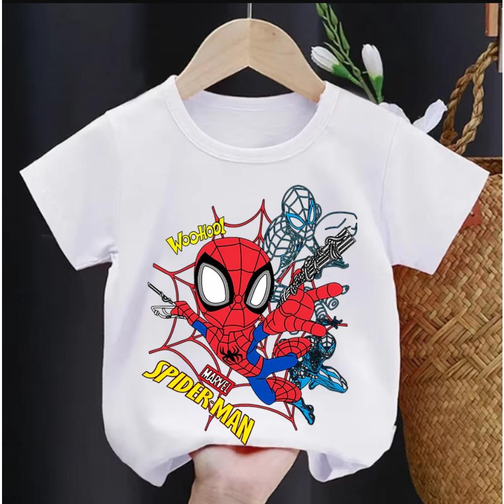 Comfortable, Soft and Breathable Shirt with Marvel Spider Man Pattern Printed On Children's T-shirt