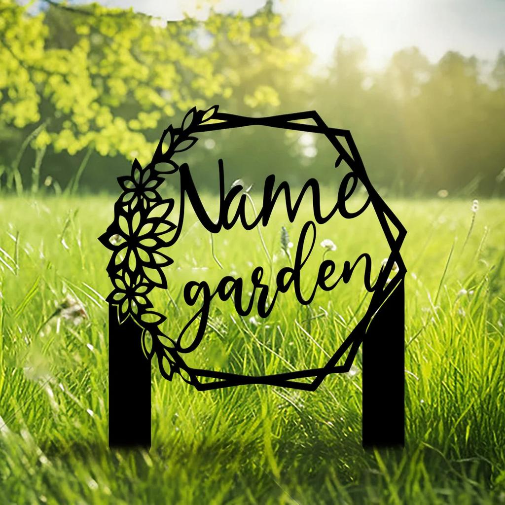 Metal Garden Stake Floral Yard Sign Custom Wording Outdoor Decor