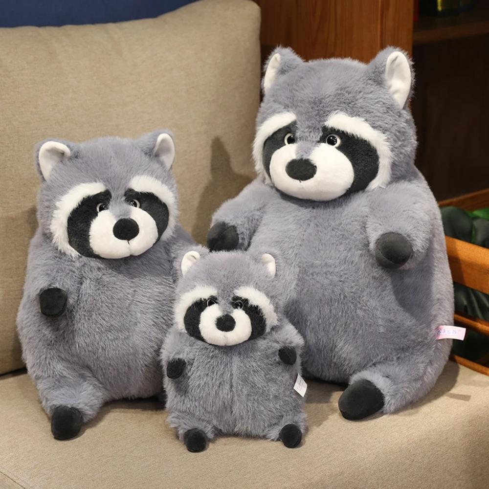 Grey Artificial Fat Raccoon Plush Doll Super Soft Round Animal Toy Christmas Gift for Boys And Girls