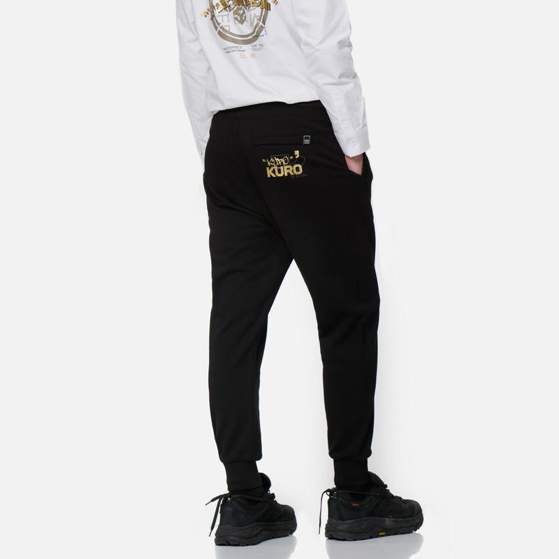 EVISU Knitted Sweatpants Men's Black Moderate Cuffed Pants 2EAGNM3SP1935XXCT
