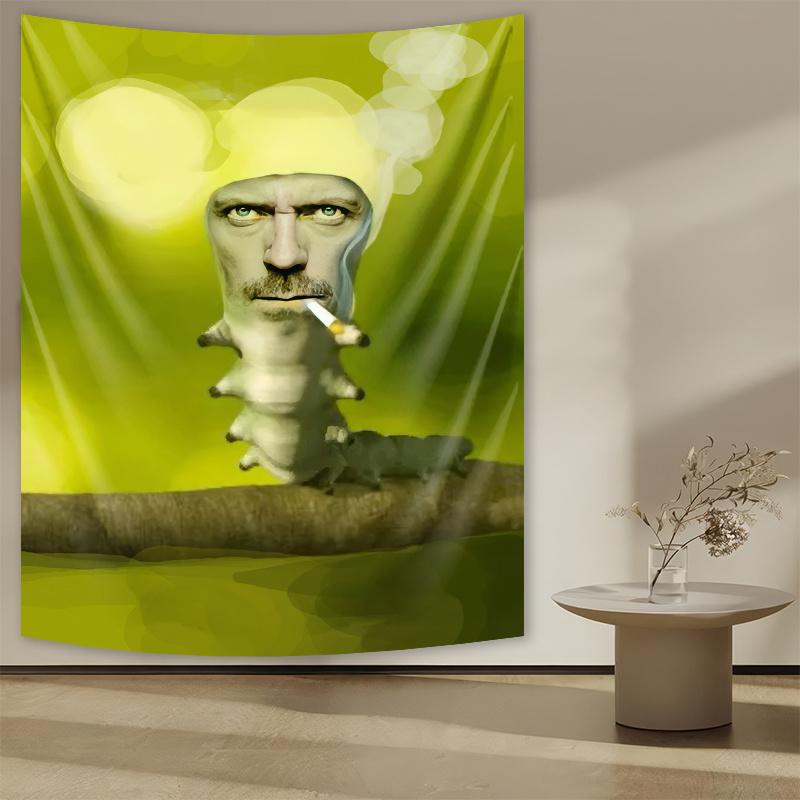 

Doctor Caterpillar Smoking Tapestry Creative Fusion Personalized Wall Art for Living Room Sofa Backdrop Home Decor 74x94cm(29x37in)