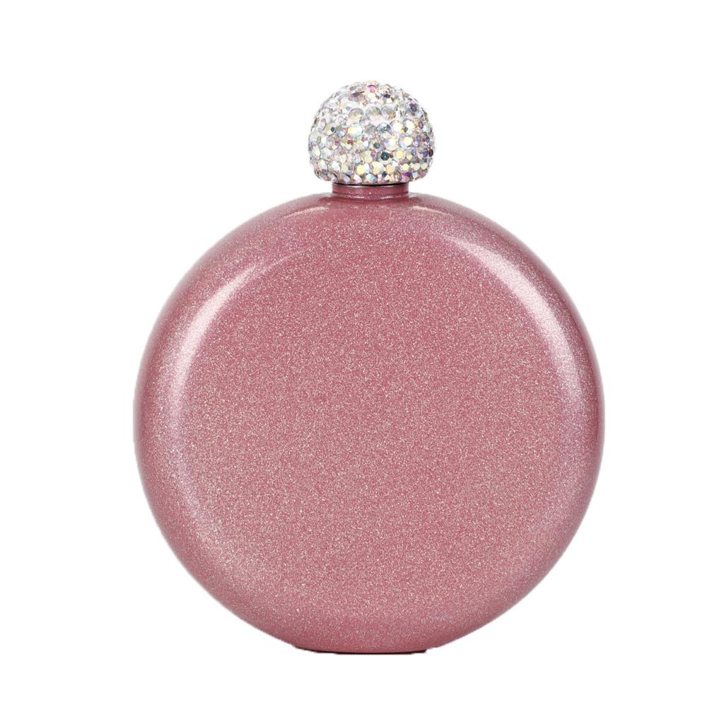 140ml Portable Stainless Steel Wine  Liquor Flask Creative Crystal Lid