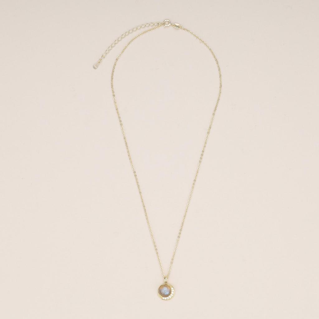 14K Gold Plated Labradorite Moon Power Stone Necklace for Women [Coai]
