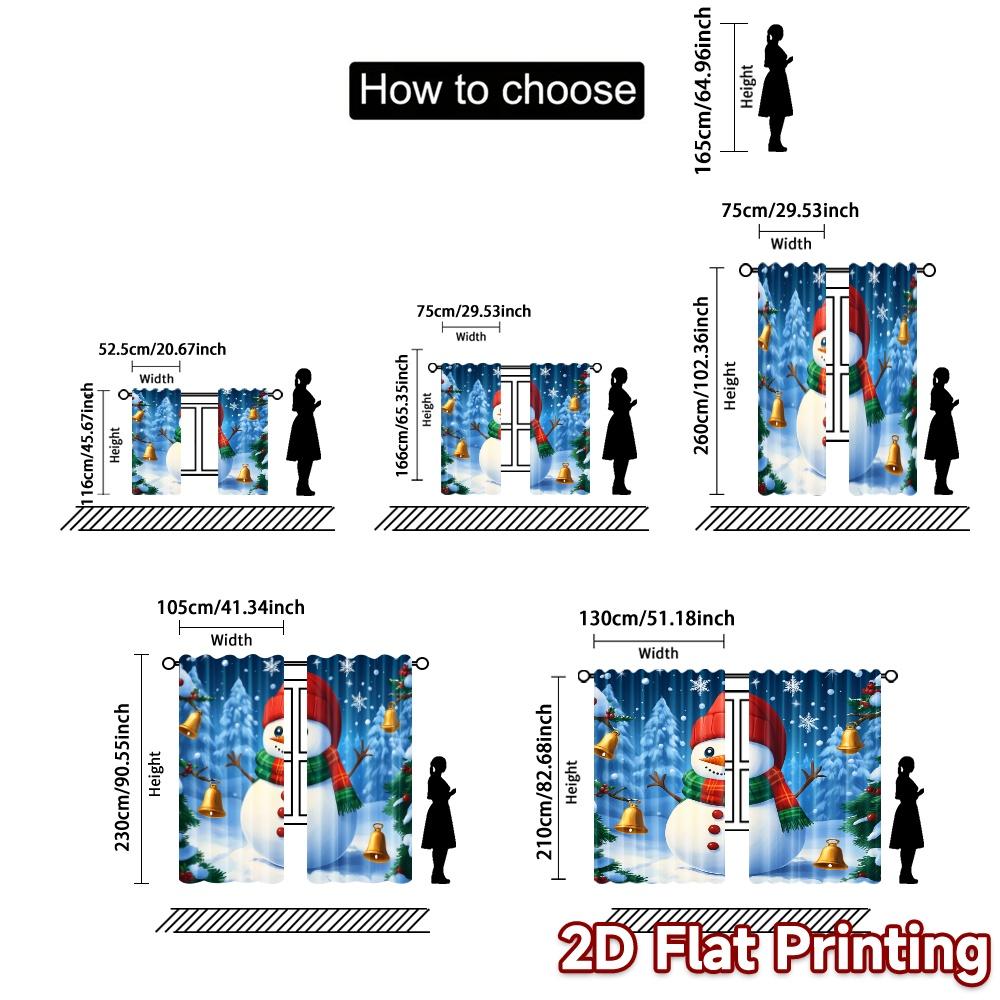 2pcs,Curtains Cute Snowman Winter Christmas Festive (2) Chic Chic Curtains Versatile Polyester Fabric Curtains Thermal