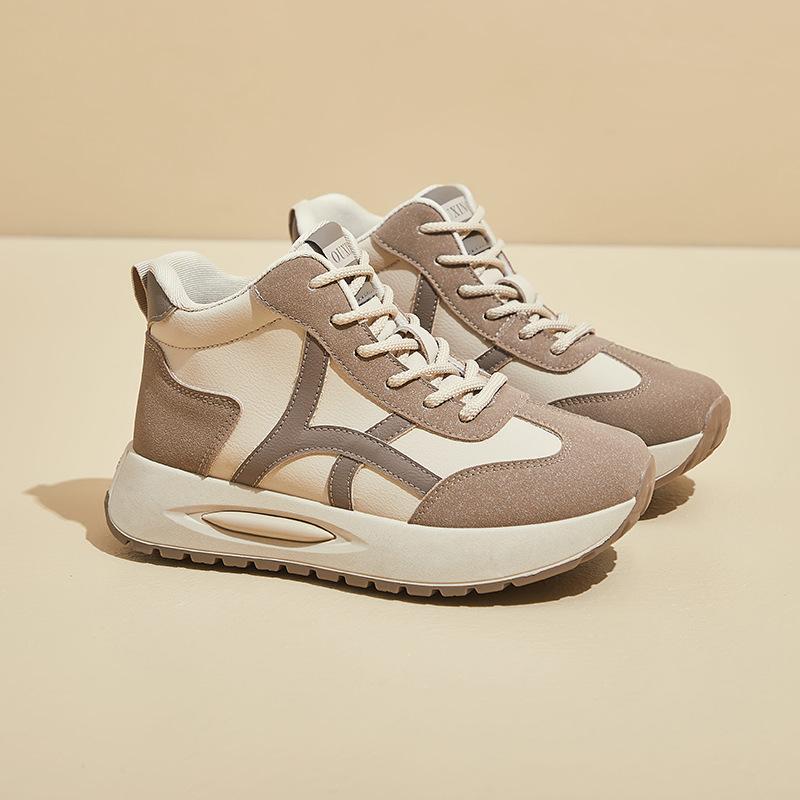 Women's Running Sneakers Casual Anti-Slip Chunky Platform Dad Sneakers Lace-Up Walking Shoes Comfortable PU Leather Athletic Tennis Shoes for Female