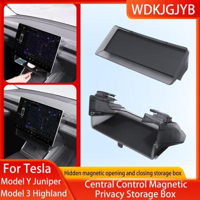 For Tesla Model Y Juniper/Model3 Highland Tray Magnetic Under Screen Hidden Storage Box Magnetic Opening and Closing Storage Box